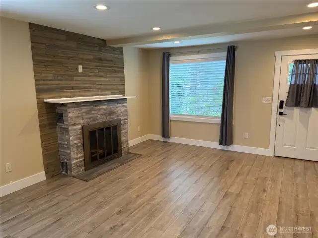 Wood fireplace in Living room