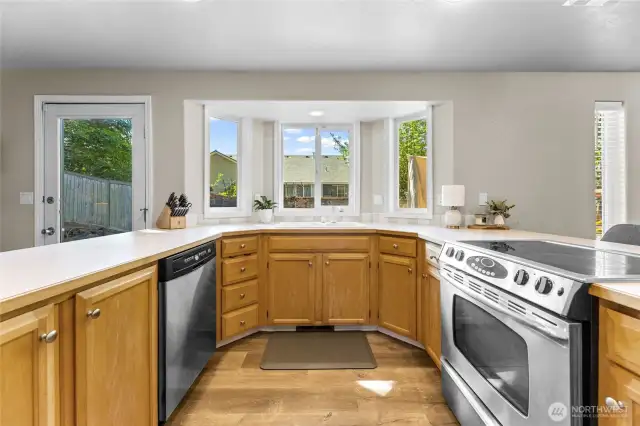 Look out your kitchen window to the backyard