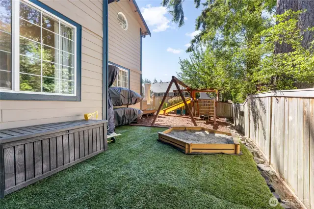 Spacious and private backyard