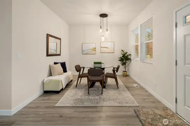 Entry dining area keeps the kitchen noise down while you entertain