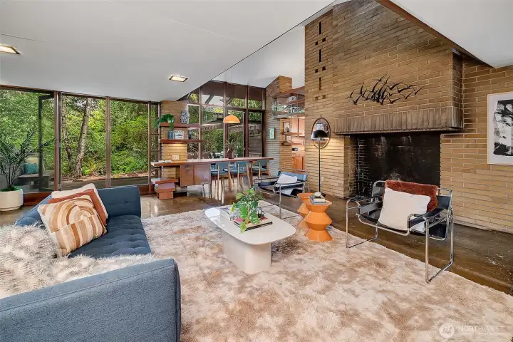 Wall of glass with doors that open to outdoor space
