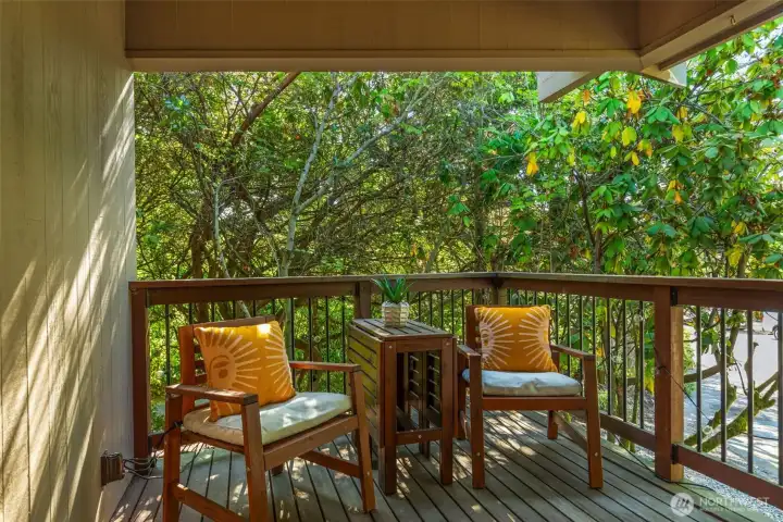 Charming patio off the dining room on the front side of the house.