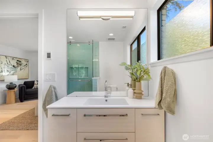 Bedroom Suite #1 with 3/4 bath and adjoining office/sitting room. Multigenerational living option.