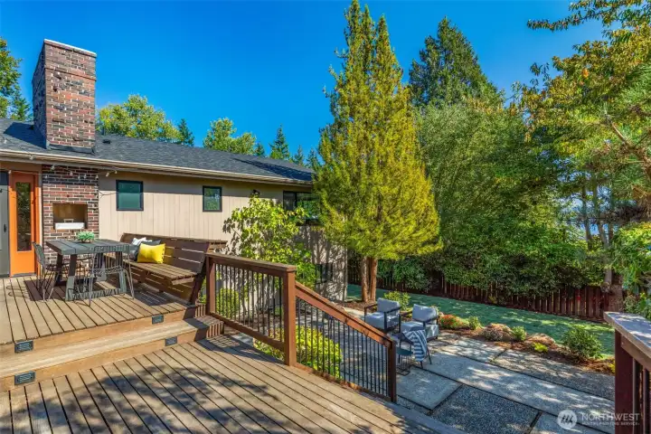 From you see the original built in BBQ, upper dining deck, and views
