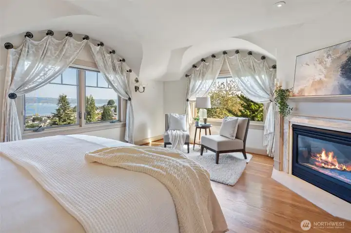 Primary suite has it all - gas fireplace . ..
