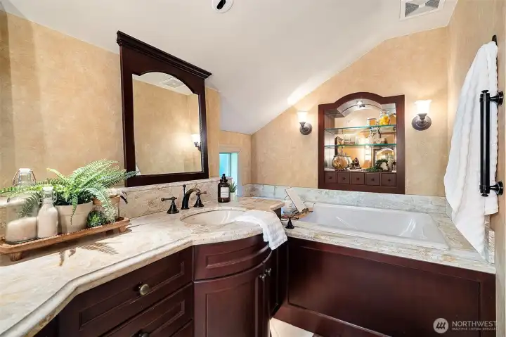 luxury ensuite with oversized tub . .