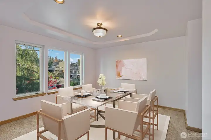 Enjoy friends and family time in the dining room off the kitchen.