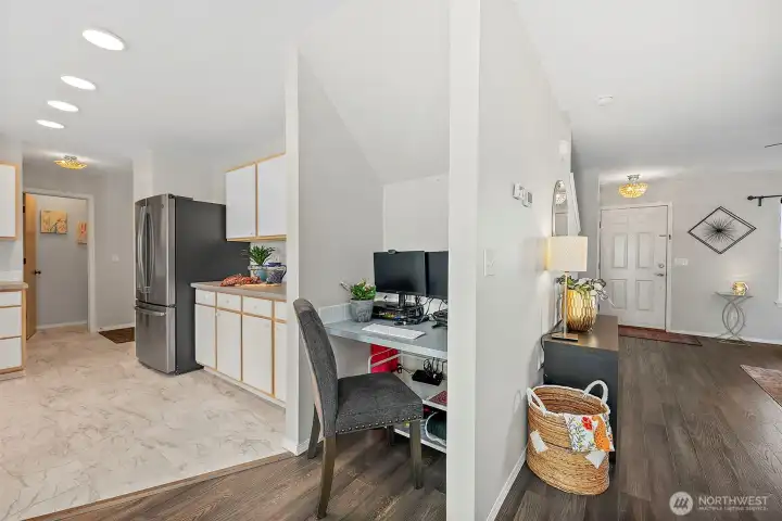 Office nook off of dining space