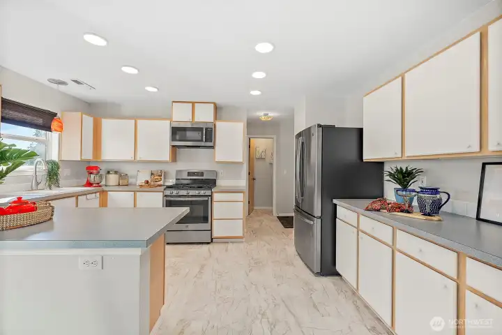 Kitchen with abundant cabinet and counter space