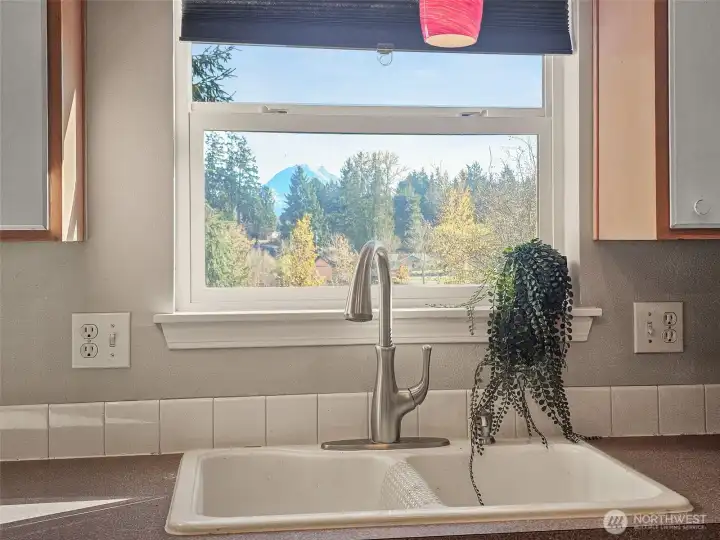 View of Mt. Rainier from kitchen window