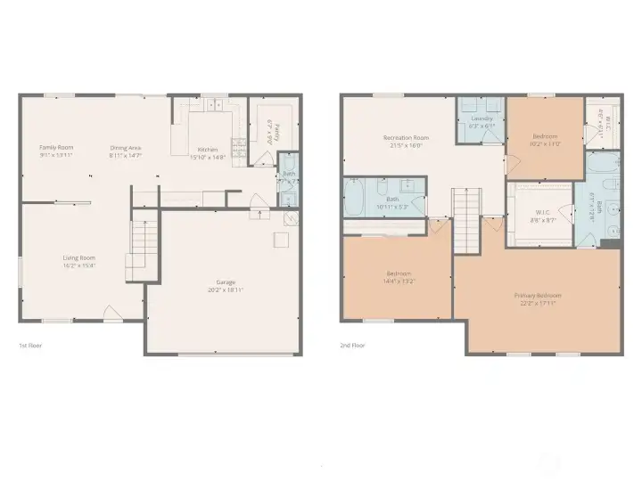 Lower and upper floorplans