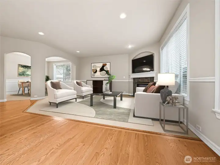 Family room, formal dining-virtual staging