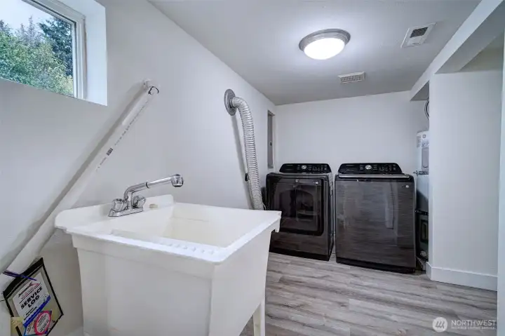 Washer and dryer along with utility sink in a dedicated room