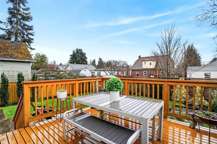 Newer deck overlooking the beautiful yard.
