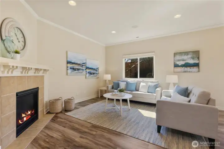 Gas fireplace in family room