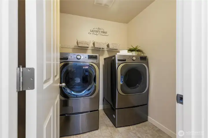 Convenient upstairs laundry room