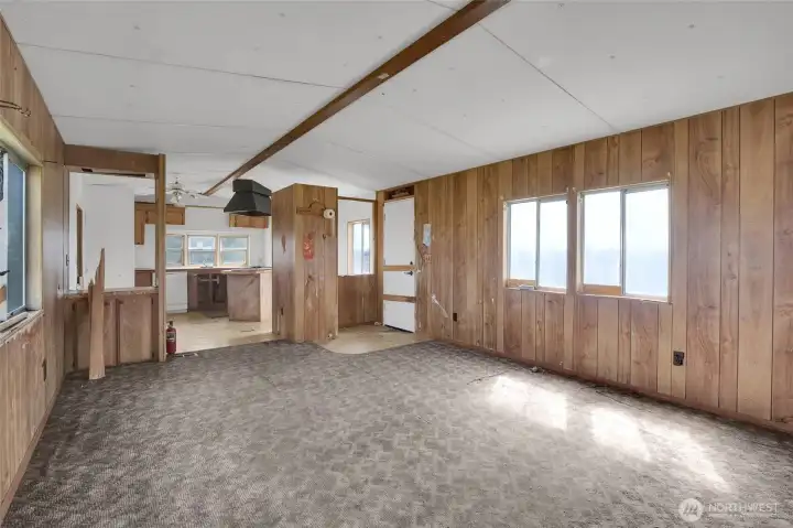 Inside the singlewide trailer. This trailer could be liveable again with a lot of elbow grease!