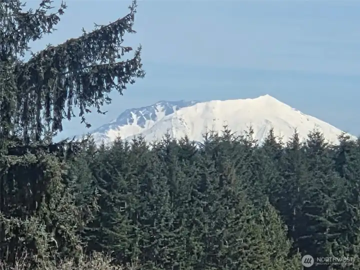 View of Mt St Helens from the bedroom window