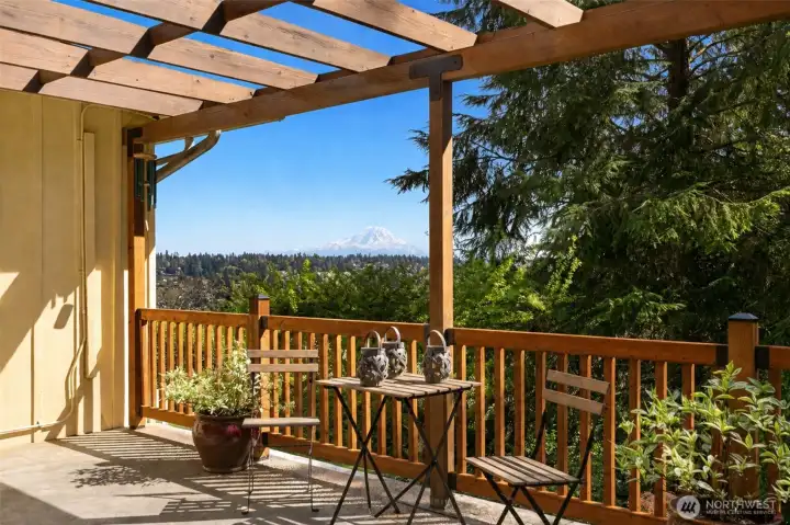 Relax under the pergola with sweeping territorial views and a peek of Mt. Rainier on clear days.