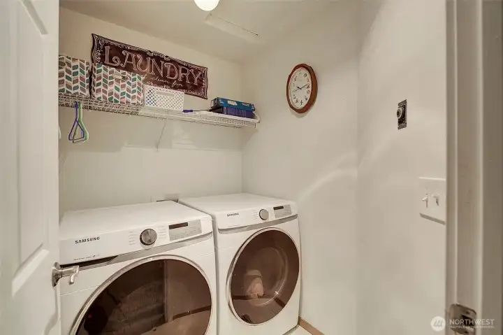 Spacious laundry room with washer and dryer included for added convenience. Spacious laundry room with washer and dryer included for added convenience.
