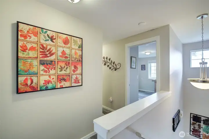 Upper landing providing access to all three bedrooms and two full baths. Upper landing providing access to all three bedrooms and two full baths.
