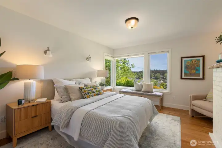 Primary bedroom with Harbor and water views