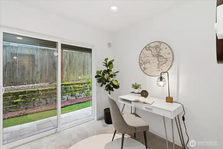 Lower level bedroom is located right next to the full bathroom