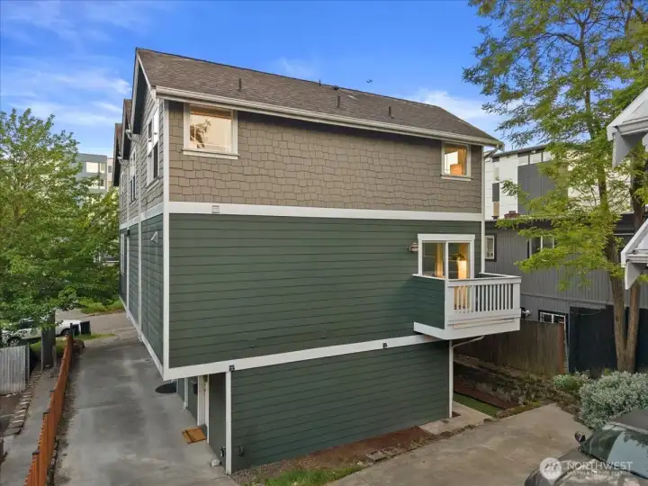 Unit C is the end unit and features its own private patio and outdoor space