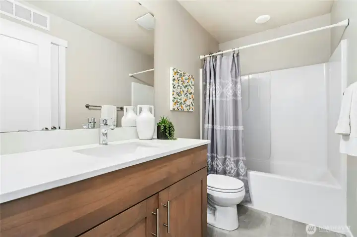 Convenient full bath next to the lower-level bedroom.
