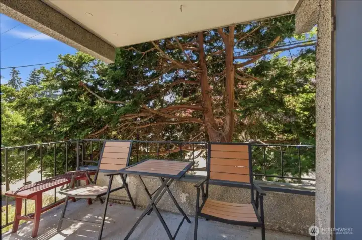 Private deck with additional storage space.