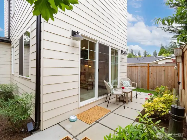 Offering garden space on three sides, all fully fenced, it’s a great spot for Fido to enjoy as well. Offering garden space on three sides, all fully fenced, it’s a great spot for Fido to enjoy as well.