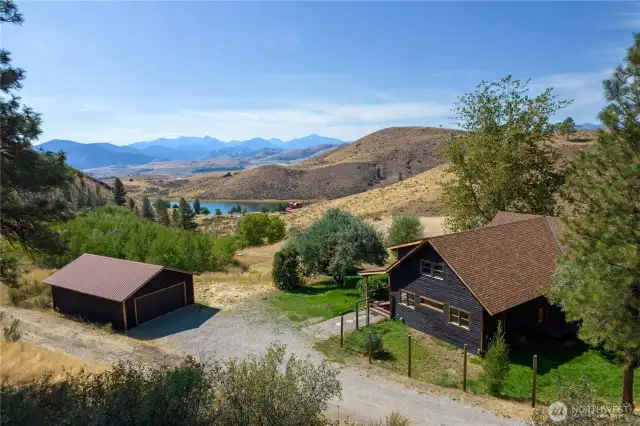 Secluded property with mountain and lake views.