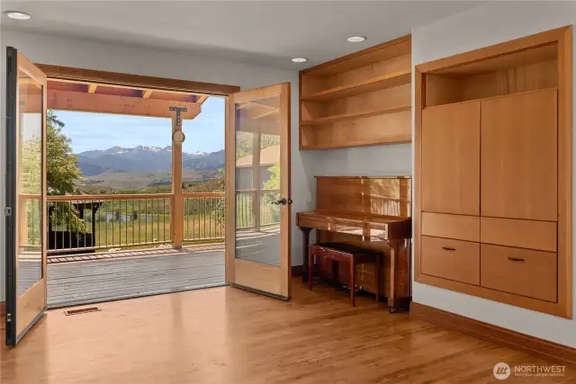 French doors open to deck for inside/outside living.