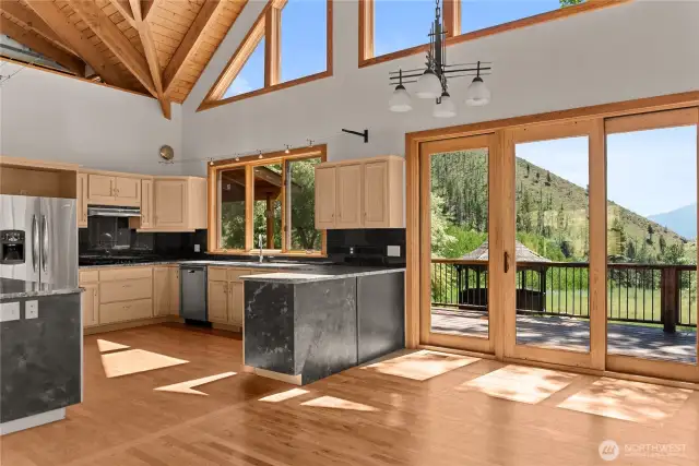 French doors off of dining area for an indoor/outdoor experience.