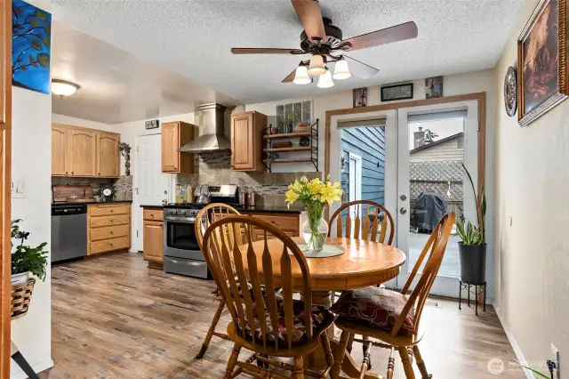 Cook inside or just outside your door through the beautiful french doors.