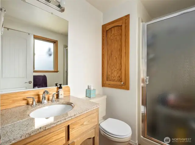 En suite primary bathroom.