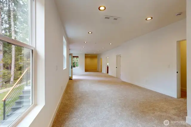 Basement features luxury 3/4 bathroom and laundry room