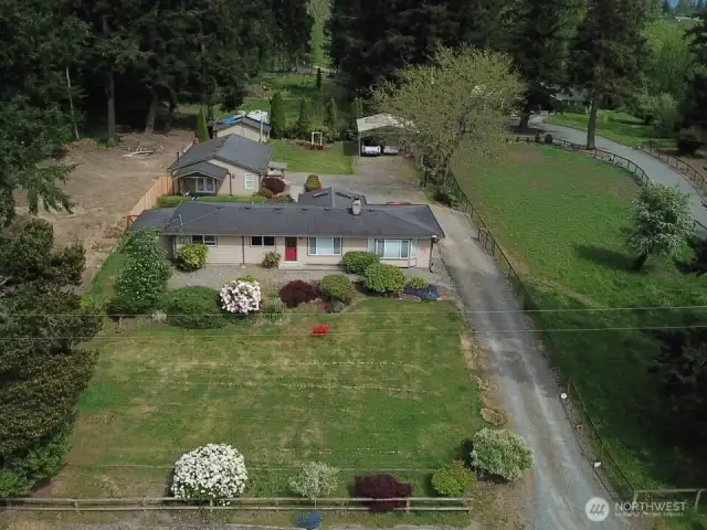 Ariel view of property - rare half acre lot in R-30 zoning!