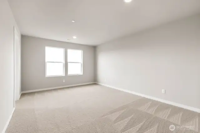 Primary bedroom; Colors, finishes, and options will vary.