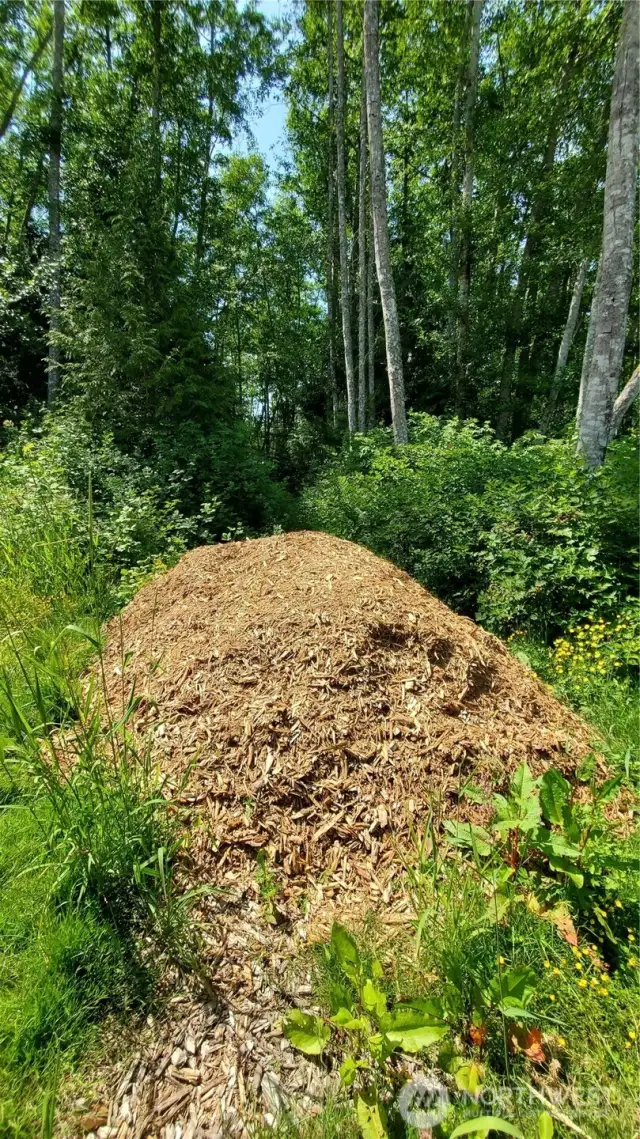 Wood chip pile noted on plat.