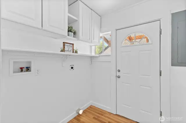 Laundry/Mud room with storage.