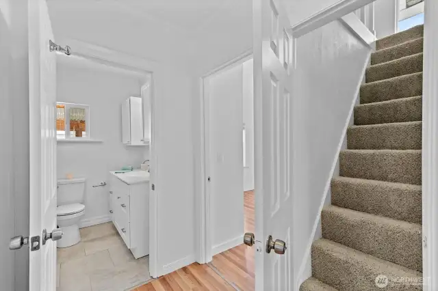 Access to upstairs was done prior to owner. New carpet on stairs and all upstairs.