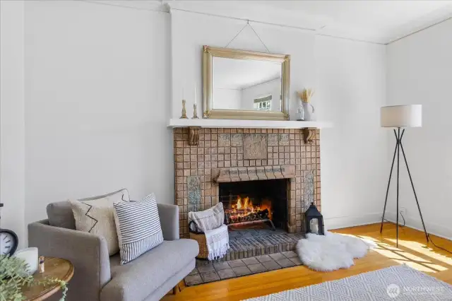 Beautiful detailing on the original fireplace surround.