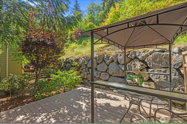 Super private deck looks out onto the greenbelt.