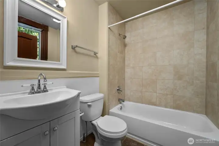 Full bath has a tub and shower.