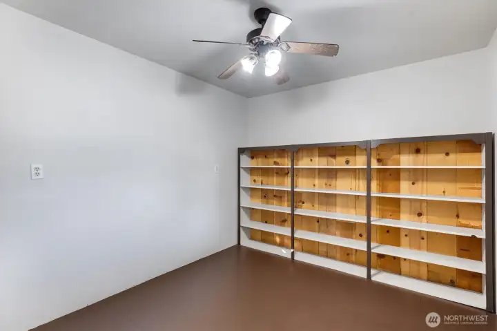 Tons of storage shelves in Office/Bonus shed