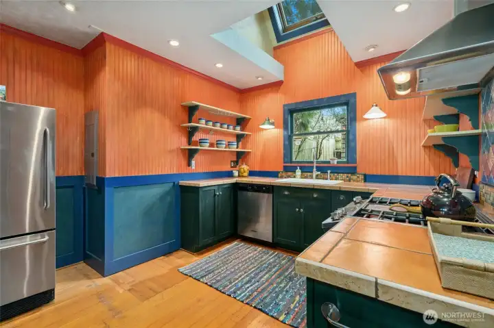 Rustic charm meets modern functionality in this spacious kitchen.