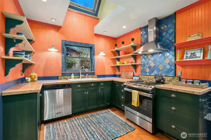The skylight above this sink is a thoughtful and practical touch.
