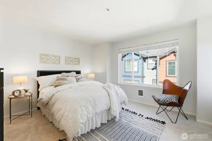 Primary bedroom is very spacious and has a lot of natural light.