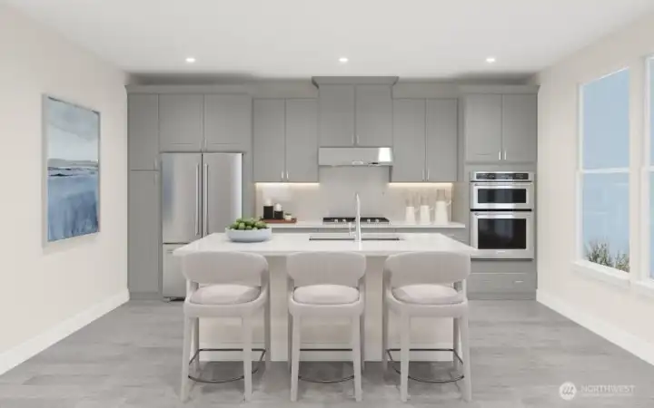 Well designed kitchen with gas cooktop, plenty of cabinets and walk in pantry